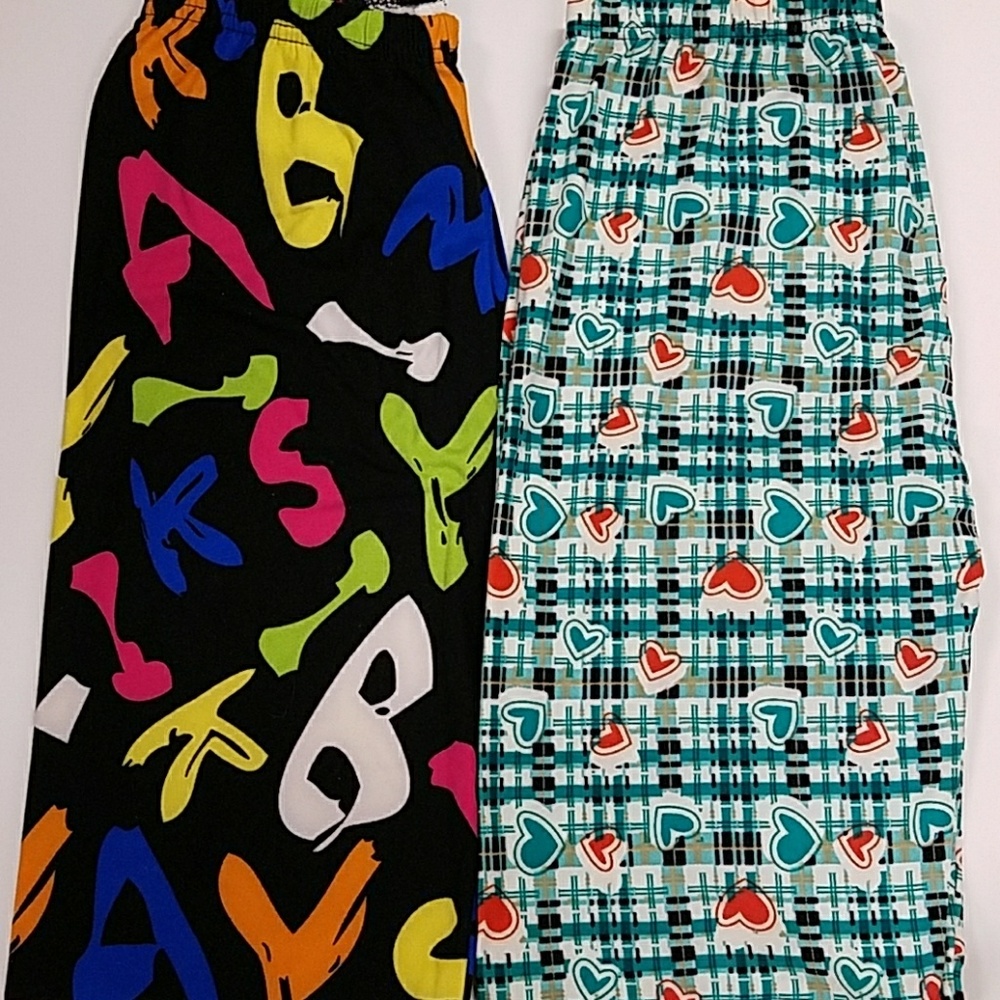 NEW OS LETTER & PLAID HEART LEGGING SET